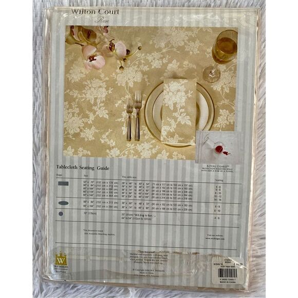 NWT Wilton Court 60”X104” Oval Cream Rose Print Tablecloth - Picture 6 of 8
